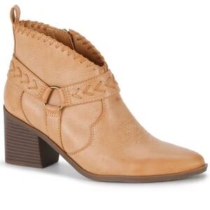 Frye and Co. ankle boot Womens Palma Stacked Heel Booties Light Tan Size 9